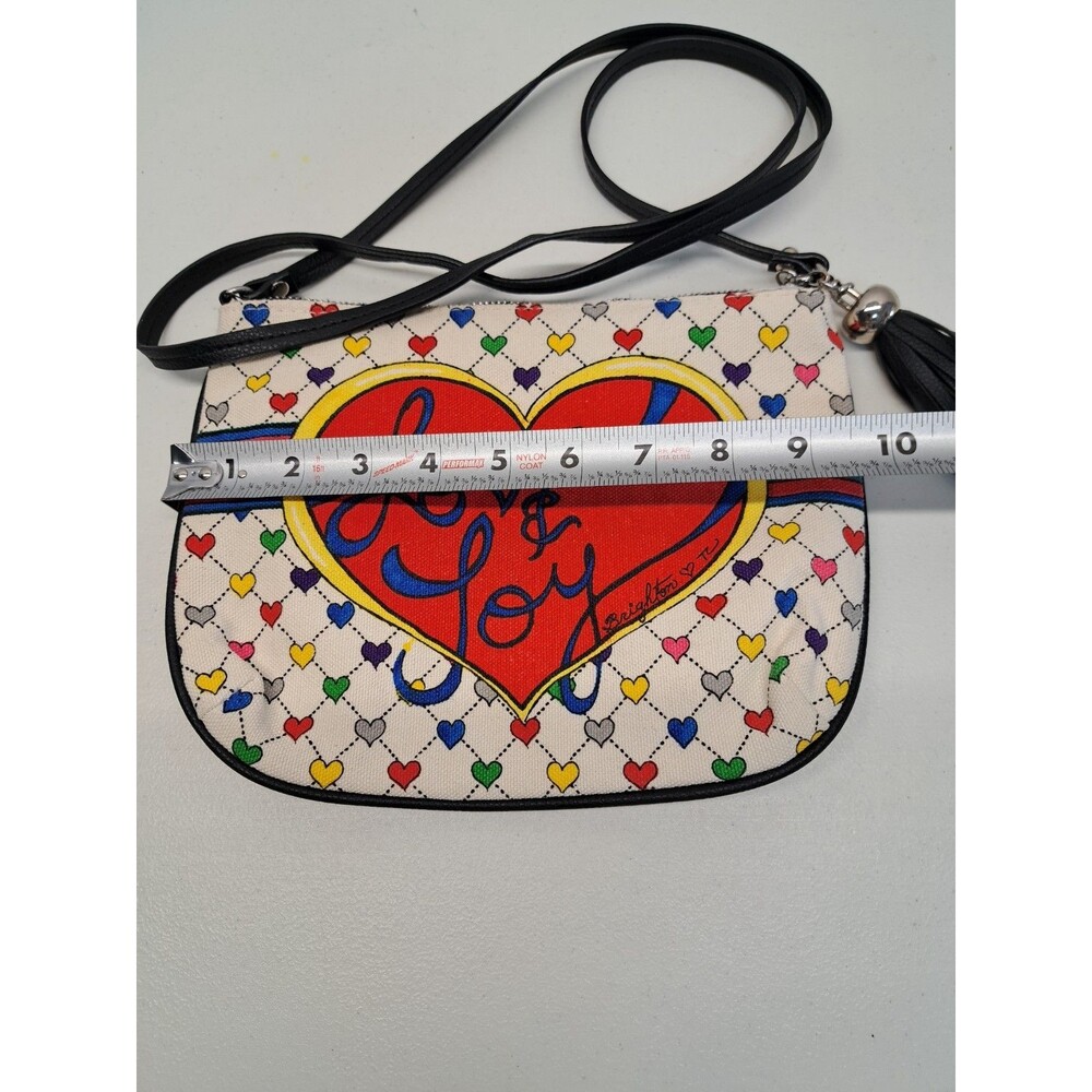 Brighton Crossbody Handbag Love & Joy Canvas Multicolor Bag Zip - Picture 5 of 6